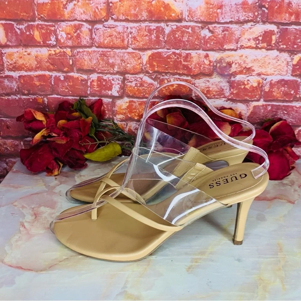 Guess Tan Heeled Slide Kayce Sandals